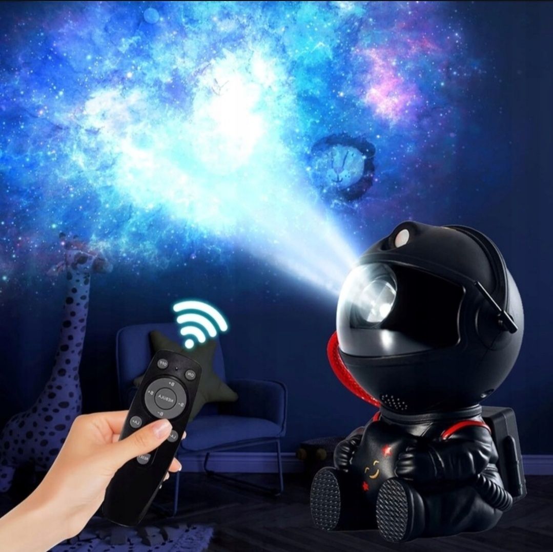 Projektor Gwiazd Astronauta Lampka Nocna 3D Obrotowy 360 Stopni+Pilot