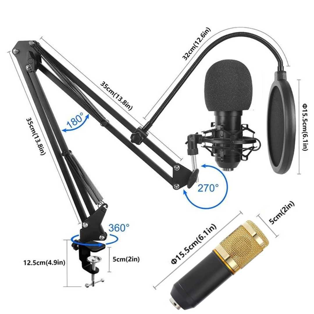 Microfone e Placa de Som Novos e Profissionais