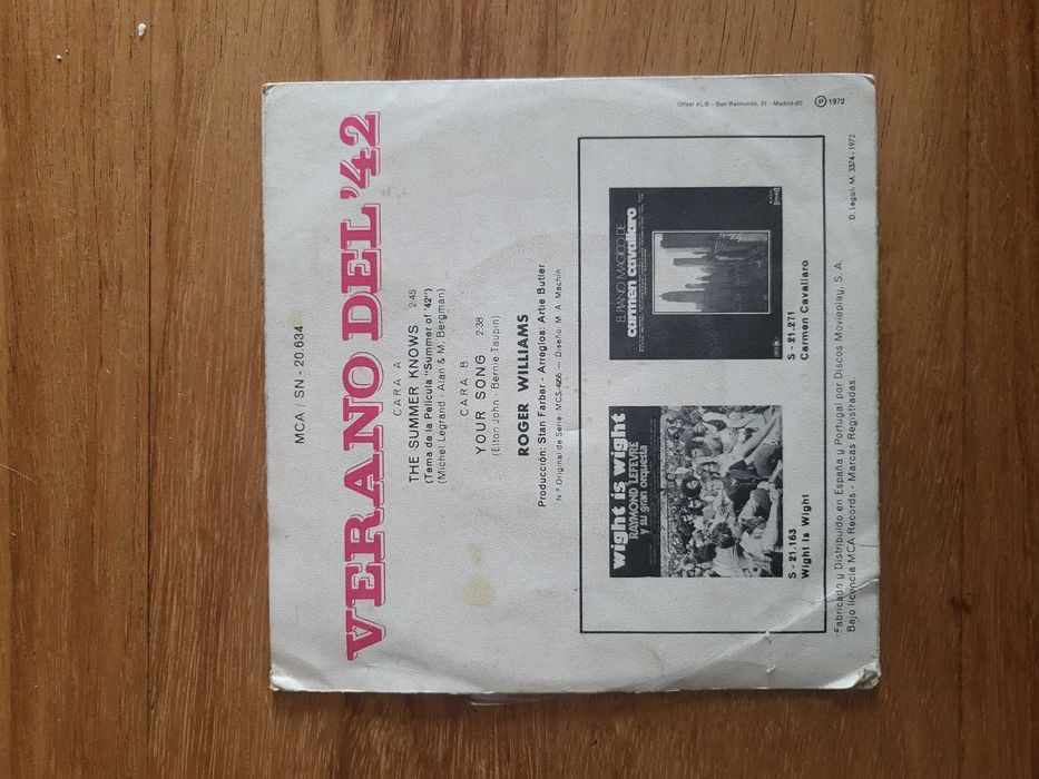 Disco Vinil | "Verano Del '42", Roger Williams