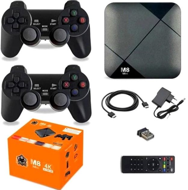 Игровая консоль приставка 2 беспроводными джойстиками M8 Min Wi-Fi