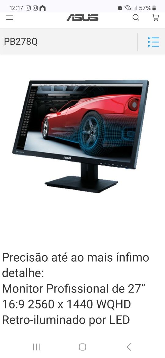 Monitor profissional Asus 27"