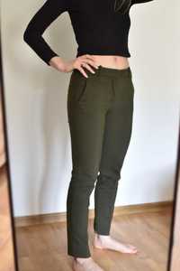 Spodnie, XS, 34, Zara, ciemny oliwkowy, spodnie w kant