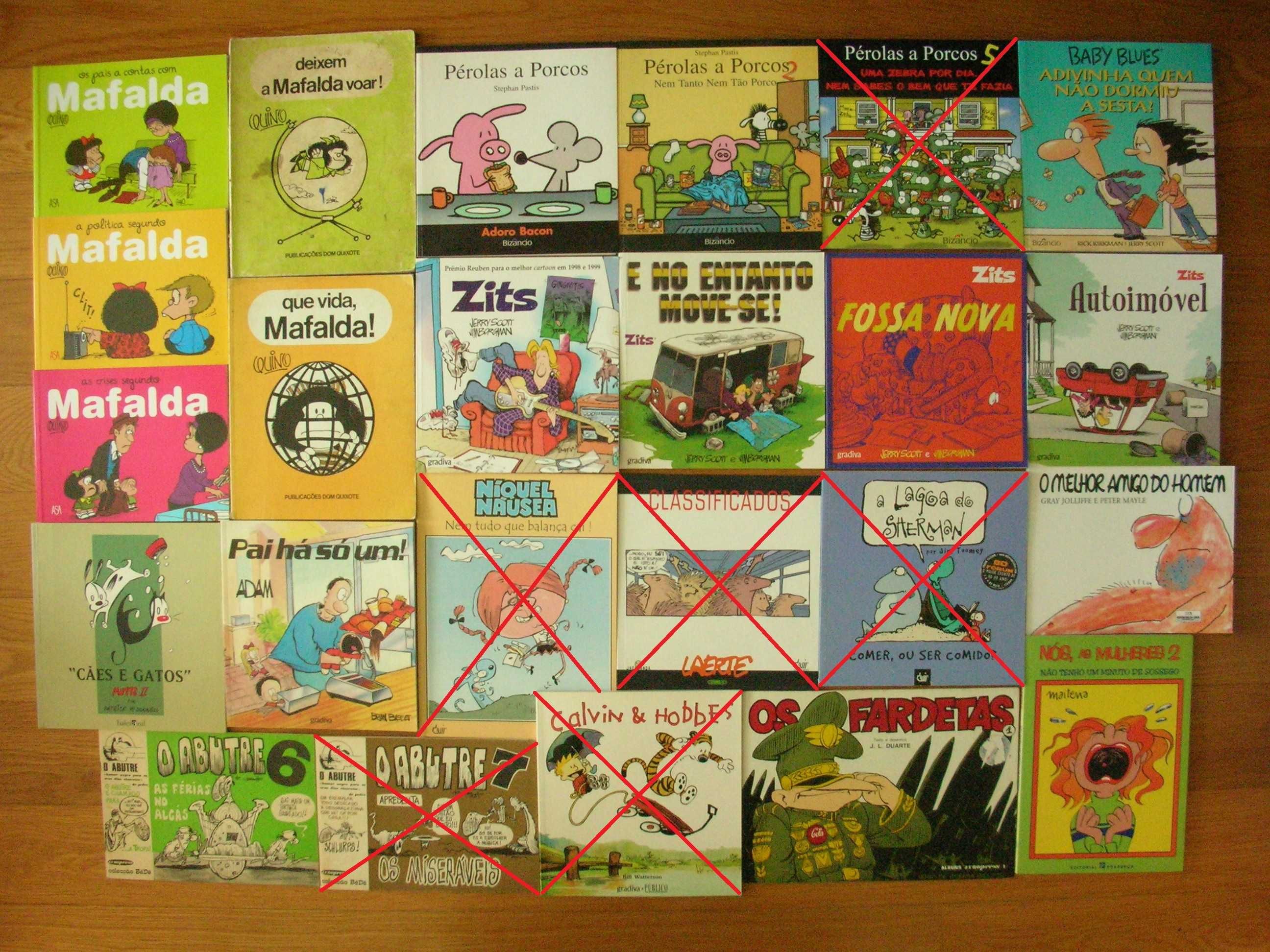 Lote BD Humor, Cartoon, Mafalda, Quino, BD em francês, espanhol, etc.