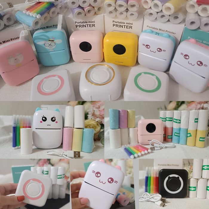 Принтер + 14 рулонів паперу портативний міні мини термо папір бумага