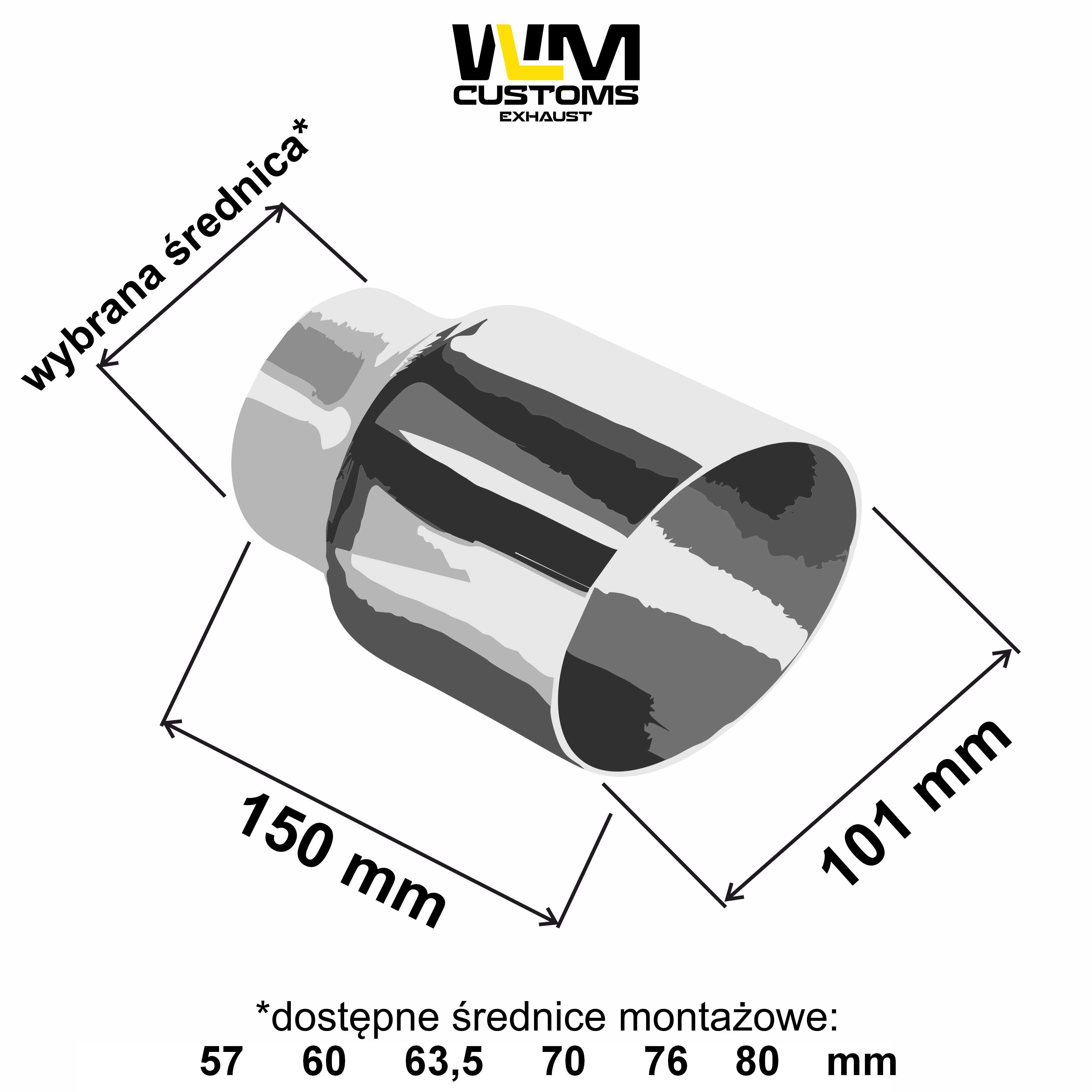 Końcówka wydechu WLM Customs 101mm Poler Skos Dwuwarstwowa