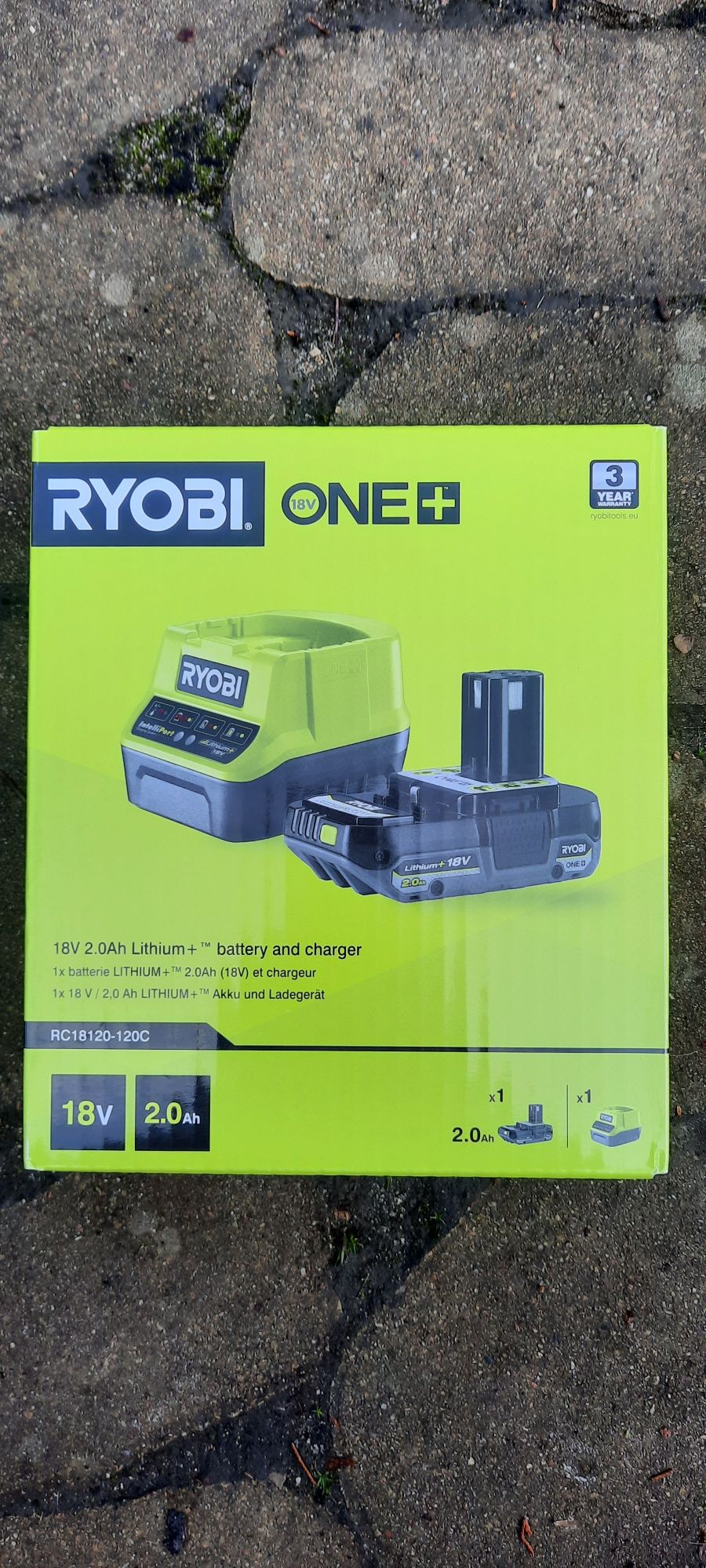Ryobi ONE+ zestaw akumulator 2Ah 18V i ładowarka