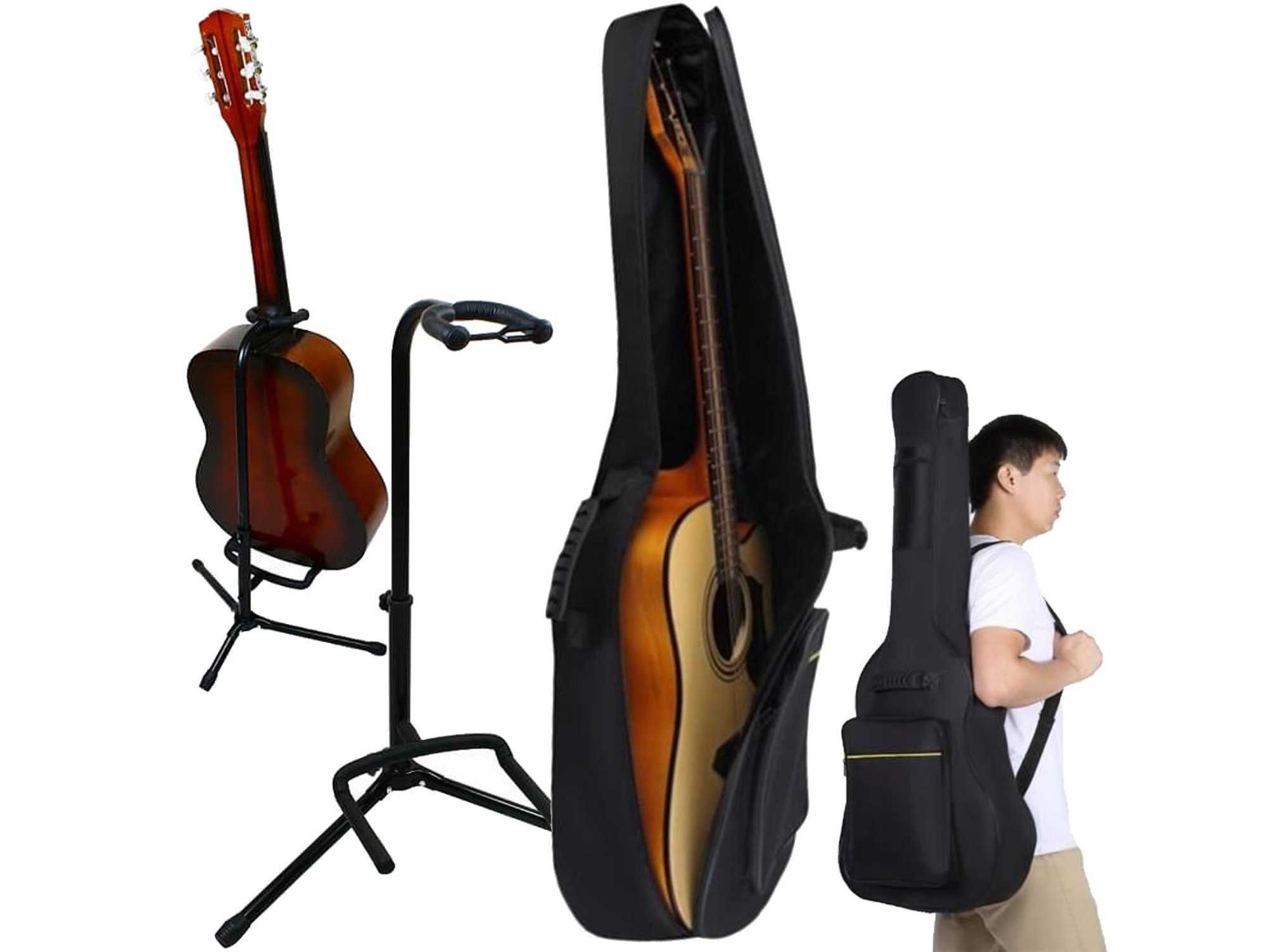 Zestaw pokrowiec futerał na gitarę + statyw na gitarę