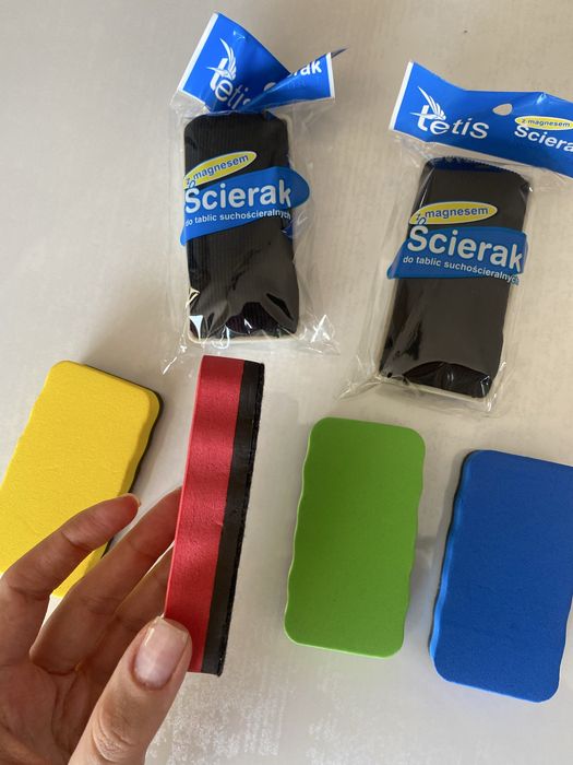 NOWE gąbki magnetyczne do tablicy suchoscieralnej 6 sztuk
