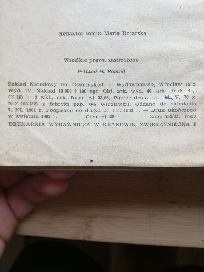 ,,Pan Tadeusz,, Adam Mickiewicz biblioteka narodowa wydanie 1962
