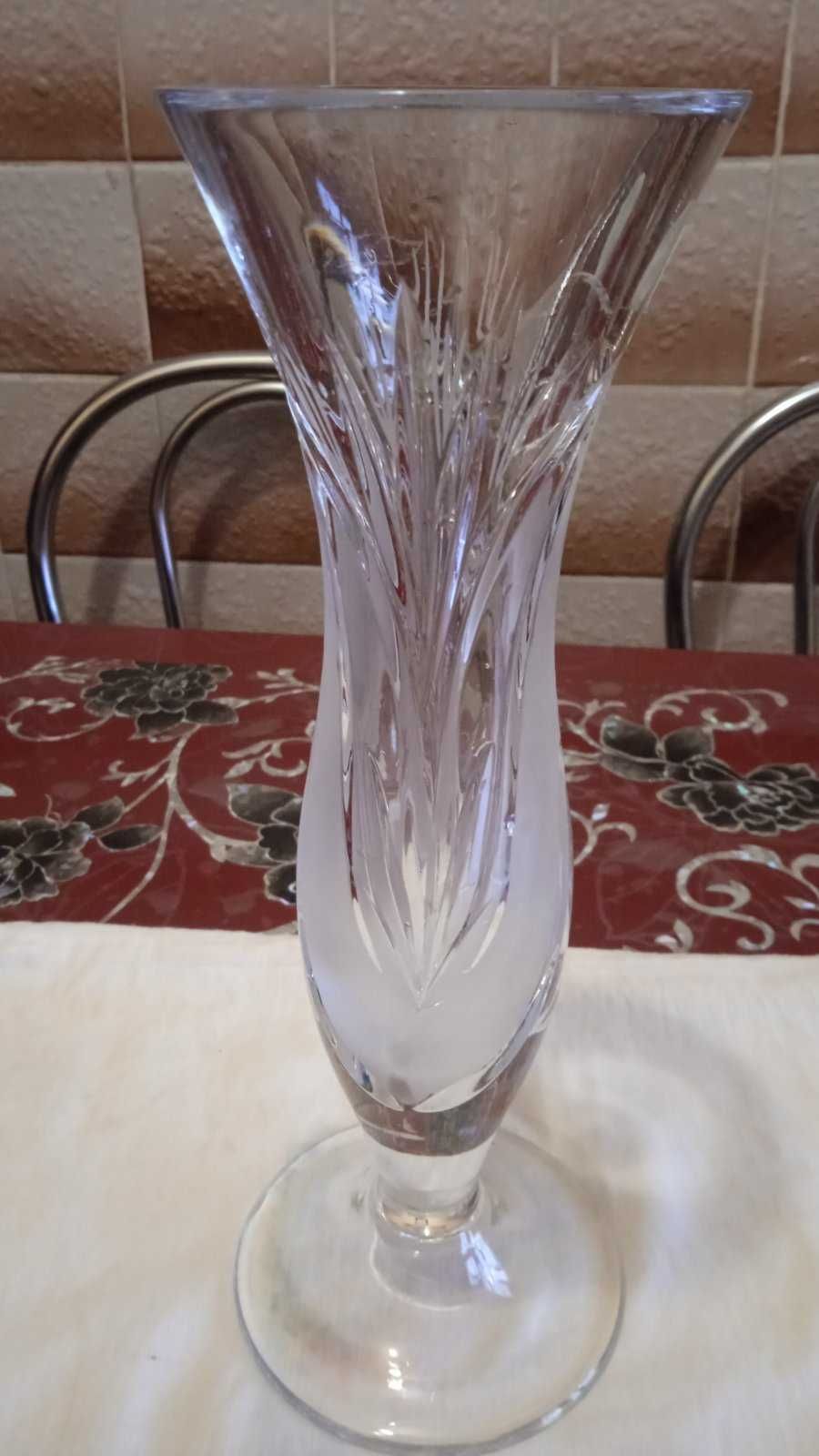 Старинная хрустальная ваза на ножке h26см Борисовский завод 1898г