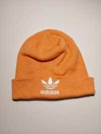 Pudrowo Różowa Akrylowa Czapka Damska Beanie Adidas Old Logo Vintage