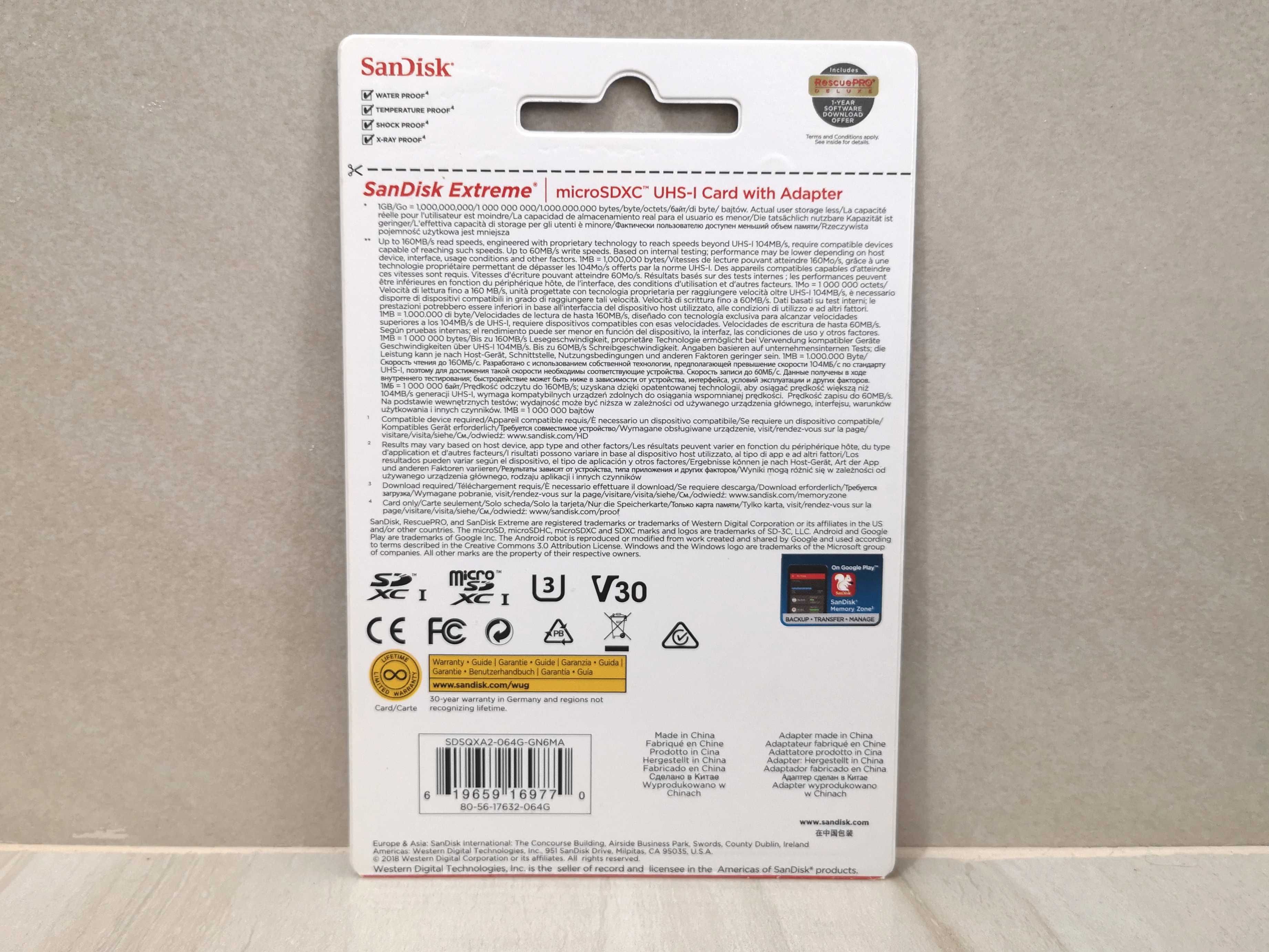 Cartão de memória SanDisk Extreme Micro SD **selado**