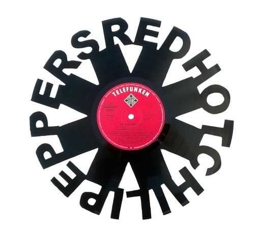 Silhueta decorativa Red Hot Chili Peppers feita com um disco de vinil