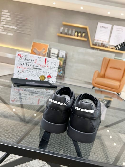 DOLCE GABBANA мужские кеды кожаные кроссовки оригинал черные