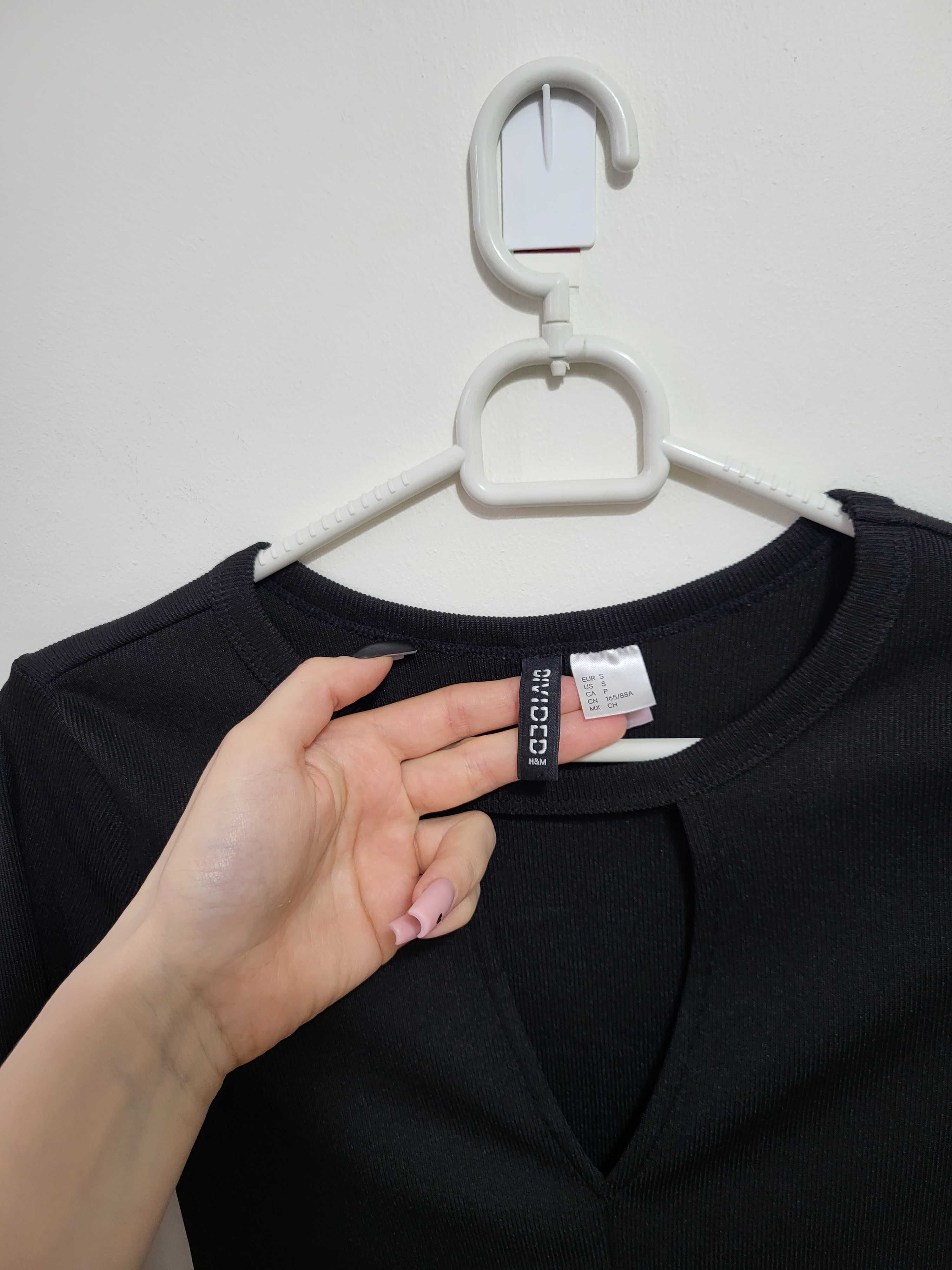 Czarna bluzeczka na długi rękaw, H&M