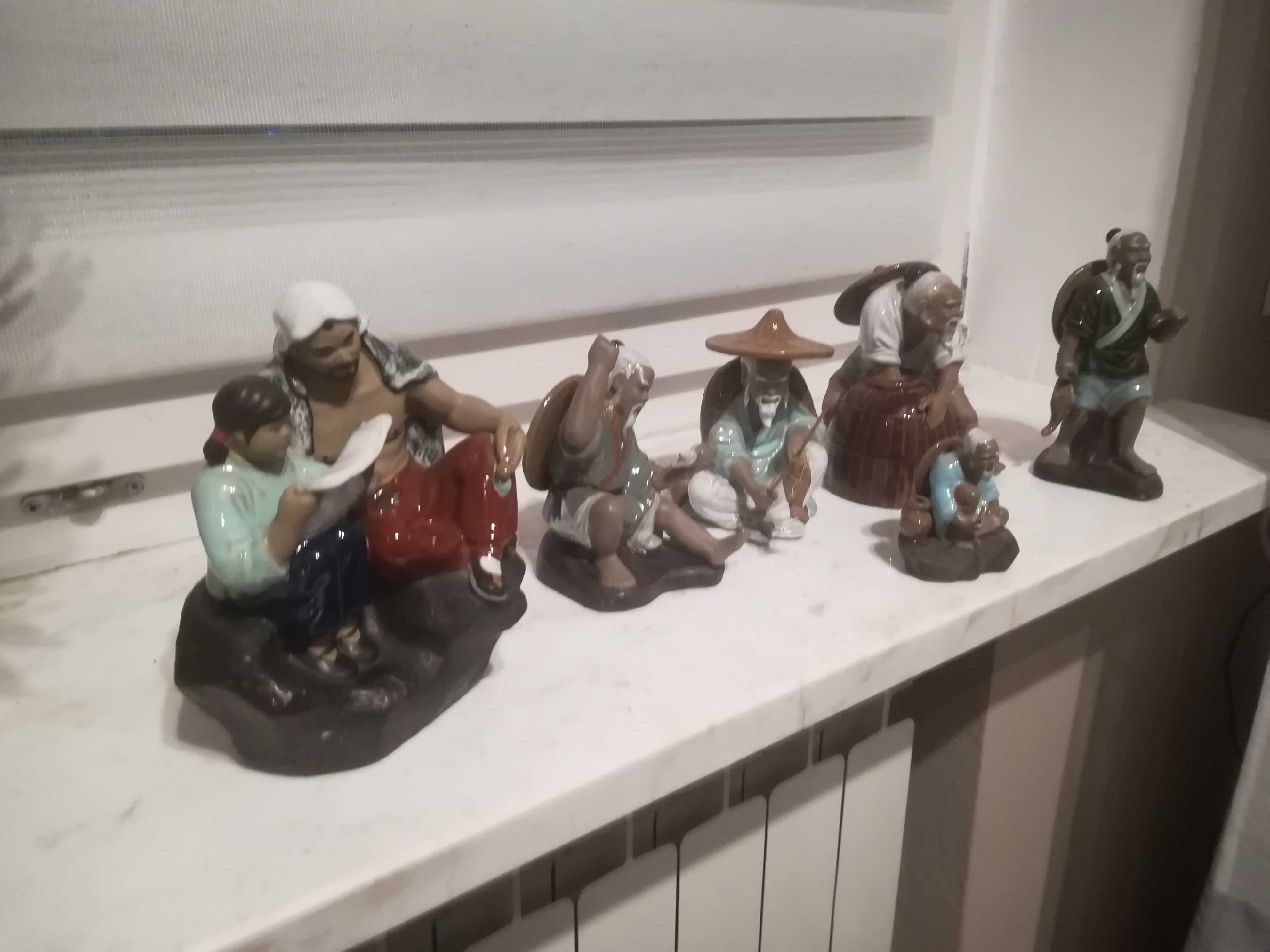 Kolekcja figurek SHIWAN MUDMAN stare szkło porcelana CHINY JAPONIA