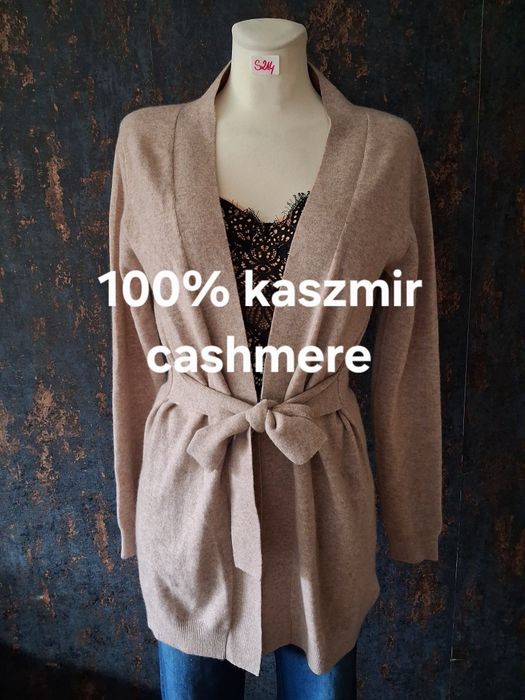 Kaszmirowy kardigan wiązany rozmiar S.