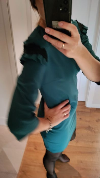 Niebieska morska sukienka Reserved elegancka mini 36 S