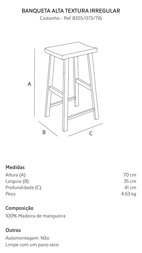Banqueta Alta Textura Irregular Zara Home NOVO