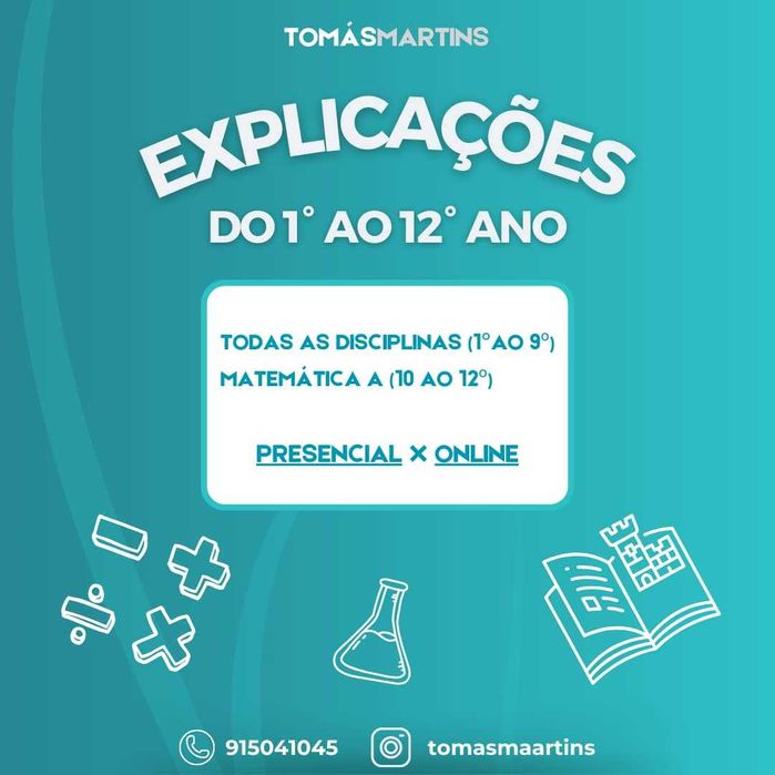 Explicações de todas as disciplinas até ao 9º ano