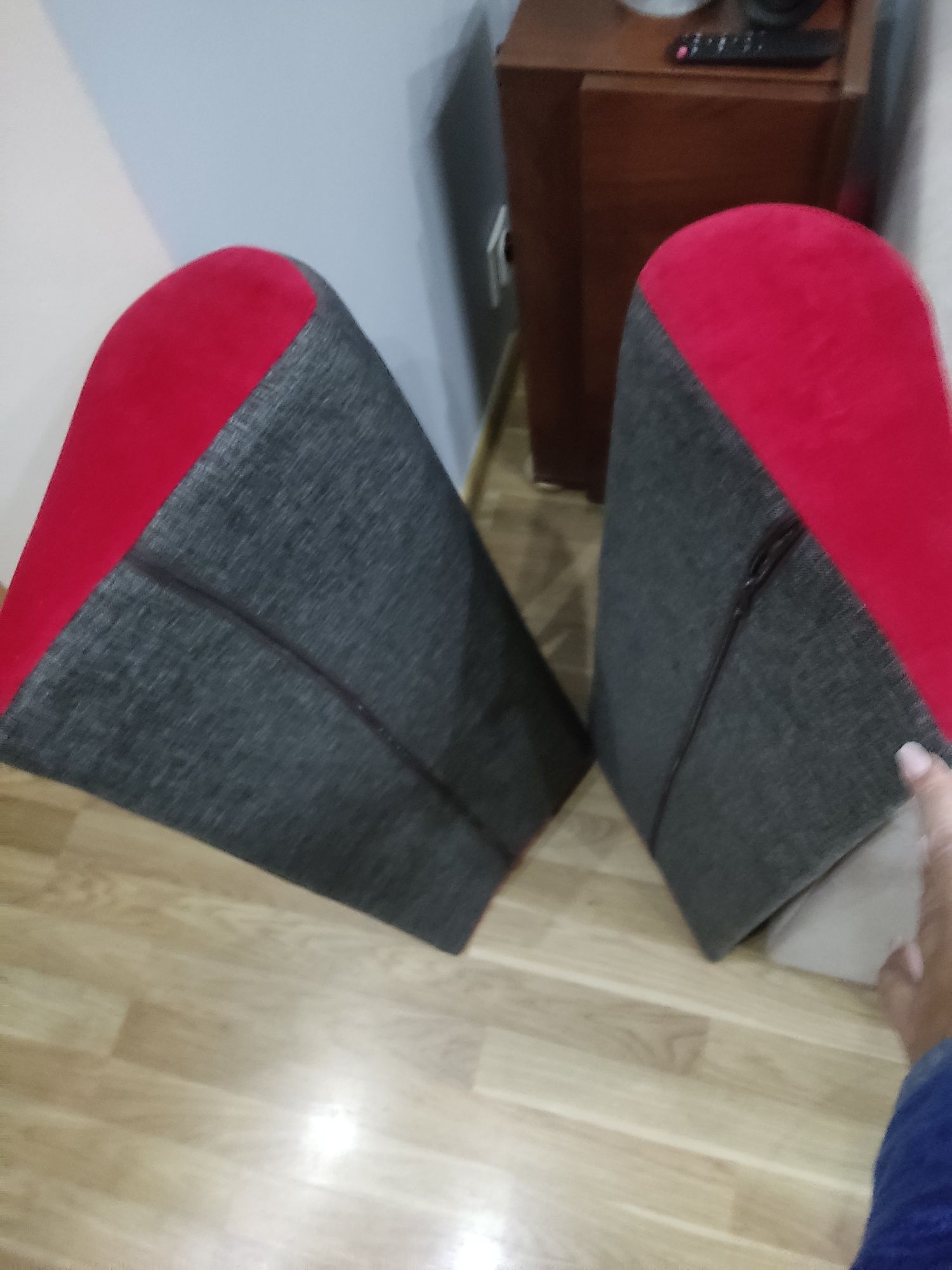 Poduszka do kanapy do podparcia pod plecy szara z czerwonym 2 szt bdb