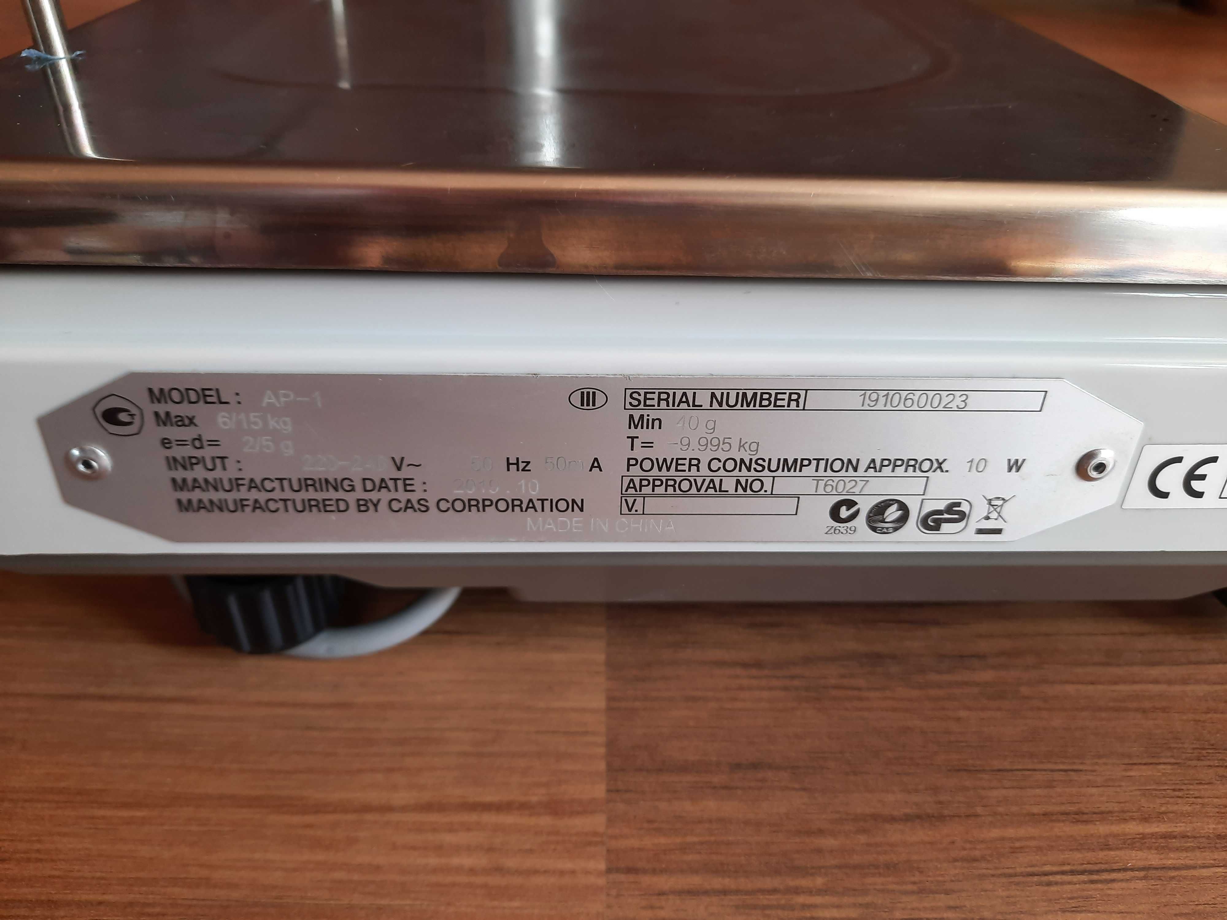 Waga sklepowa CAS AP-1, z możliwością podłączenia do kasy fiskalnej
