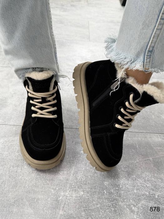 Черевики жіночі натуральна замша хутро чорні