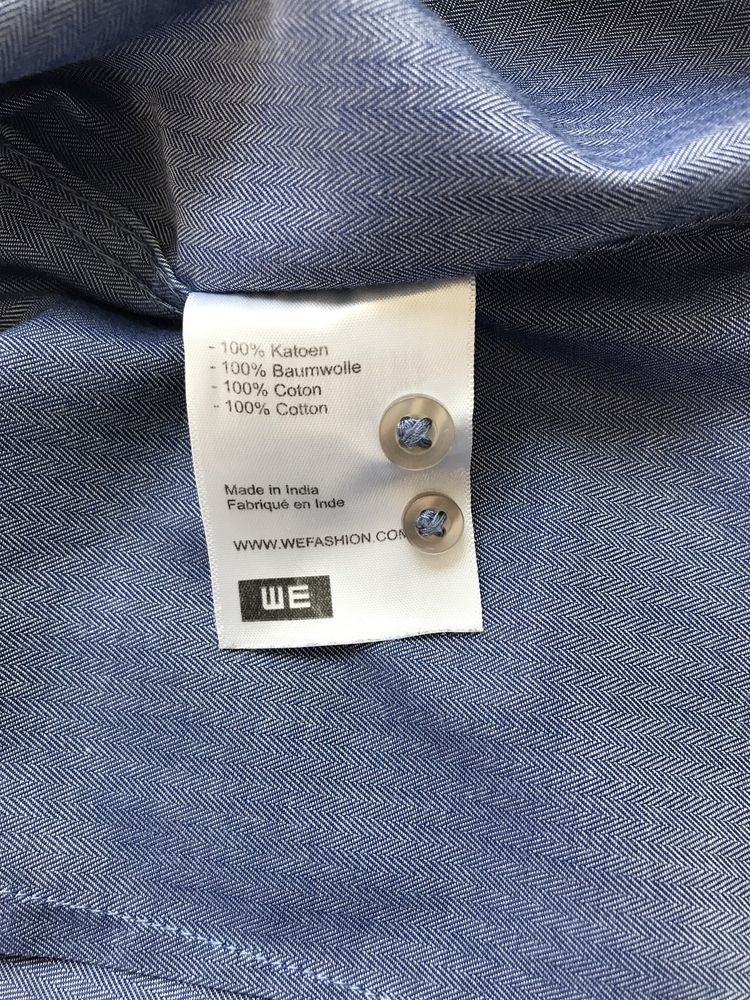 Koszula męska WE Fashion niebieska jodełka M L