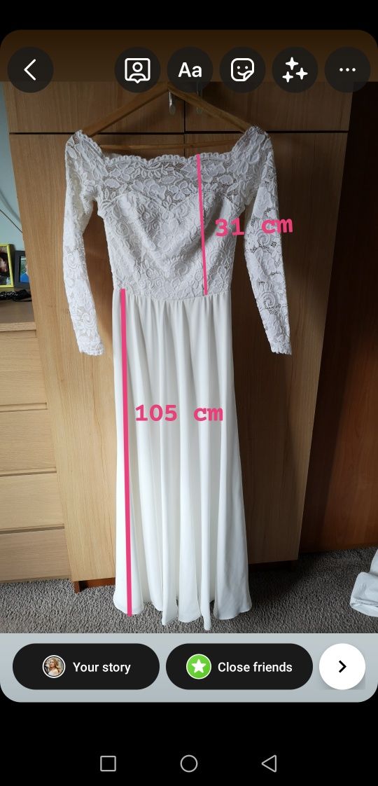 Suknia ślubna biała długi rękaw koronka odkryte ramiona