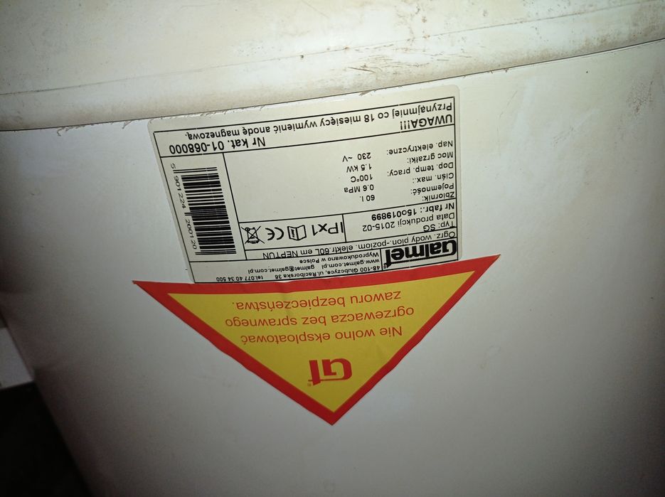 Boiler elektryczny zbiornik na wodę 60l 230V 1.5kW