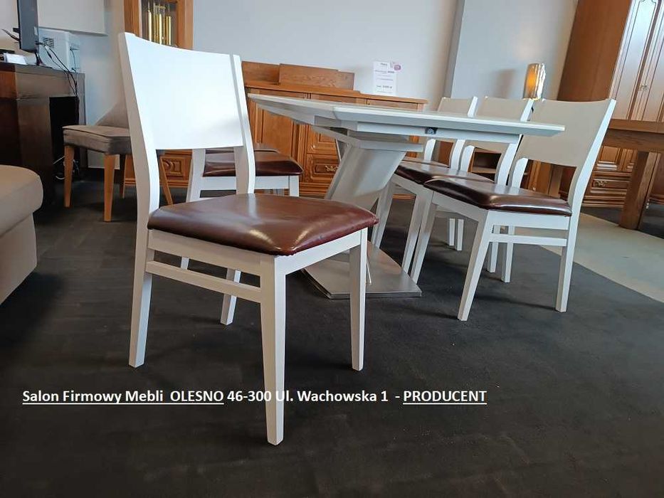 Nowe Krzesła  z Drewna, ze Skóry Naturalnej, -70% Wyprzedaż OLESNO