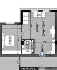 1-кімнатна 51m2 | Розтермінування Ужгород | ЖК Квадрат