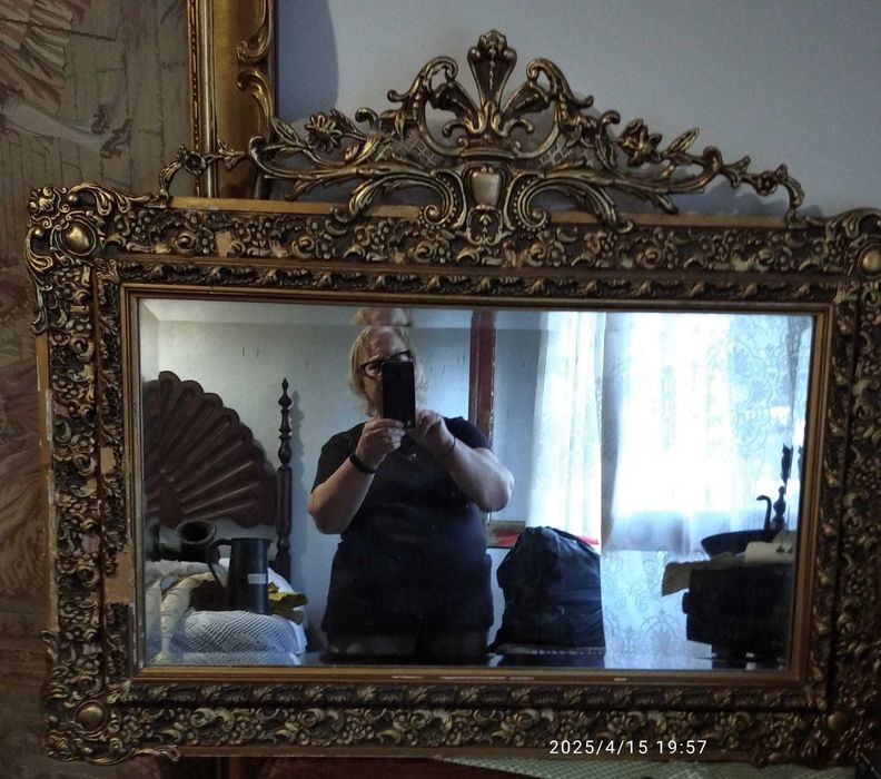 Espelho antigo en talha dourada