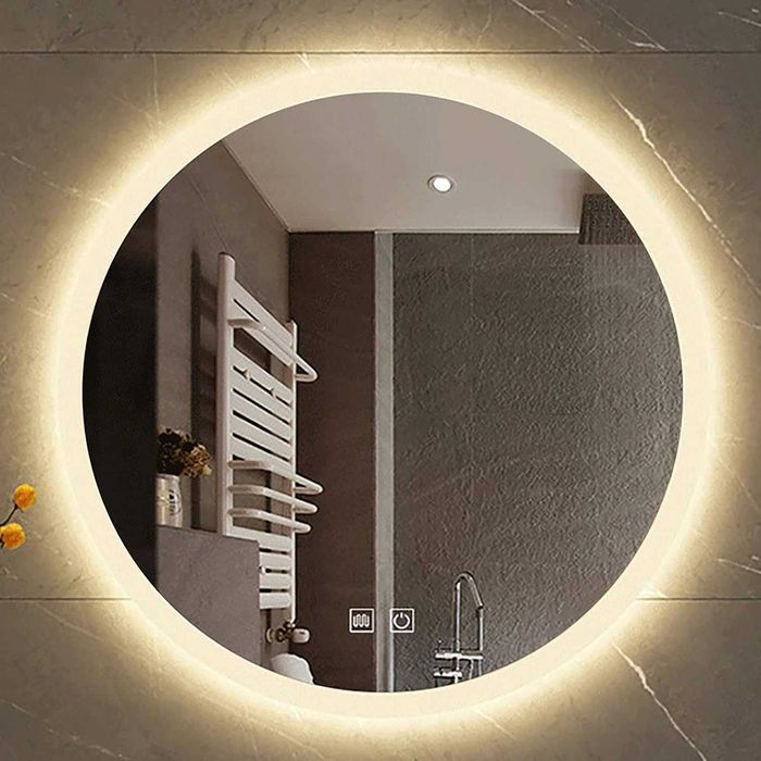 Okrągłe Lustro Łazienkowe z Podświetleniem LED Dotykowe 60 cm Anti Fog