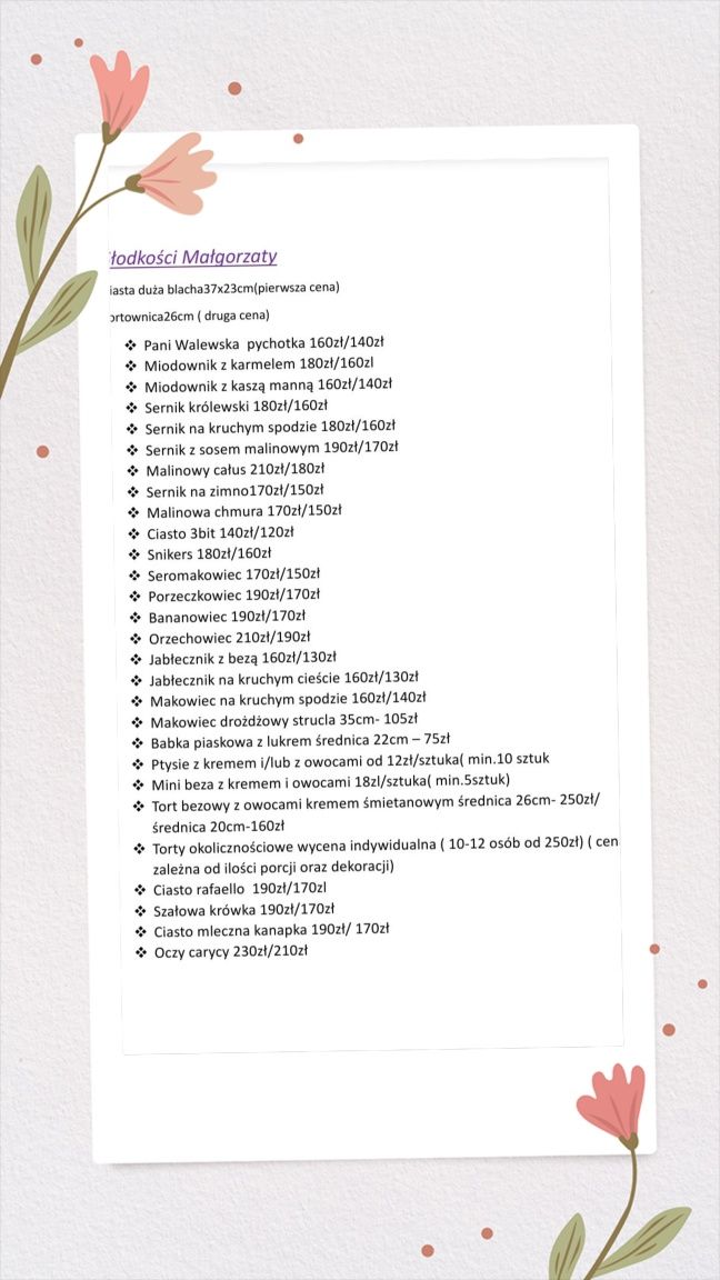 Domowe Ciasta i Torty na komunię,chrzciny,wesela,urodziny,stypy.