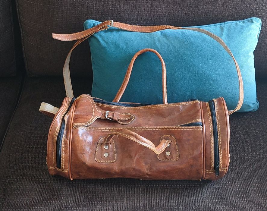 Saco de Desporto ou Viagem, em Couro, Pele Genuína