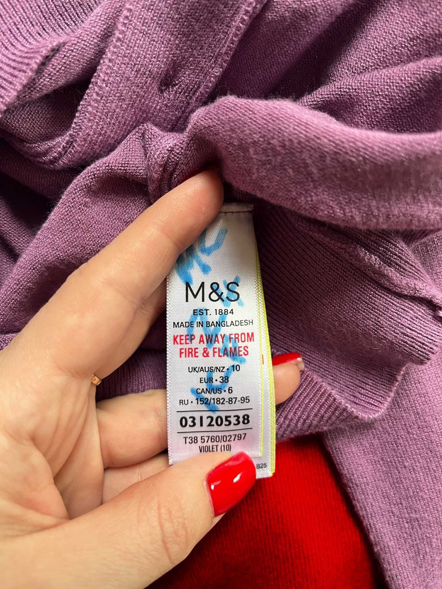 Fioletowy zapinany sweterek M&S rozmiar M