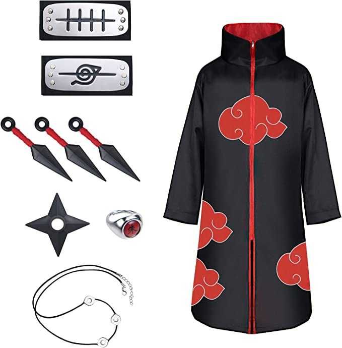 Conjunto de 9 peças fantasia de Carnaval de Itachi Uchiha unissexo