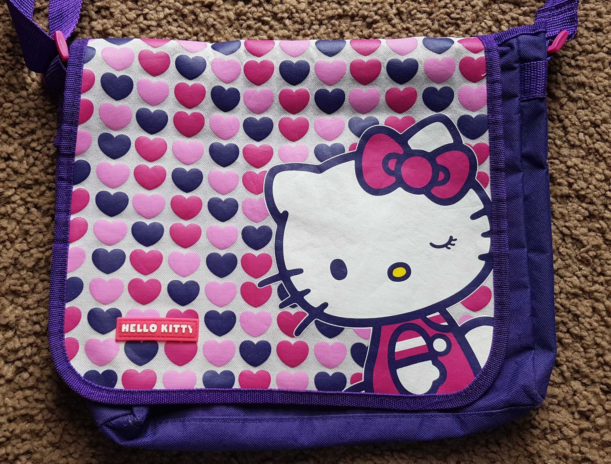 Torebka Hello Kitty, torba, fiolet / róż, listonoszka, A4