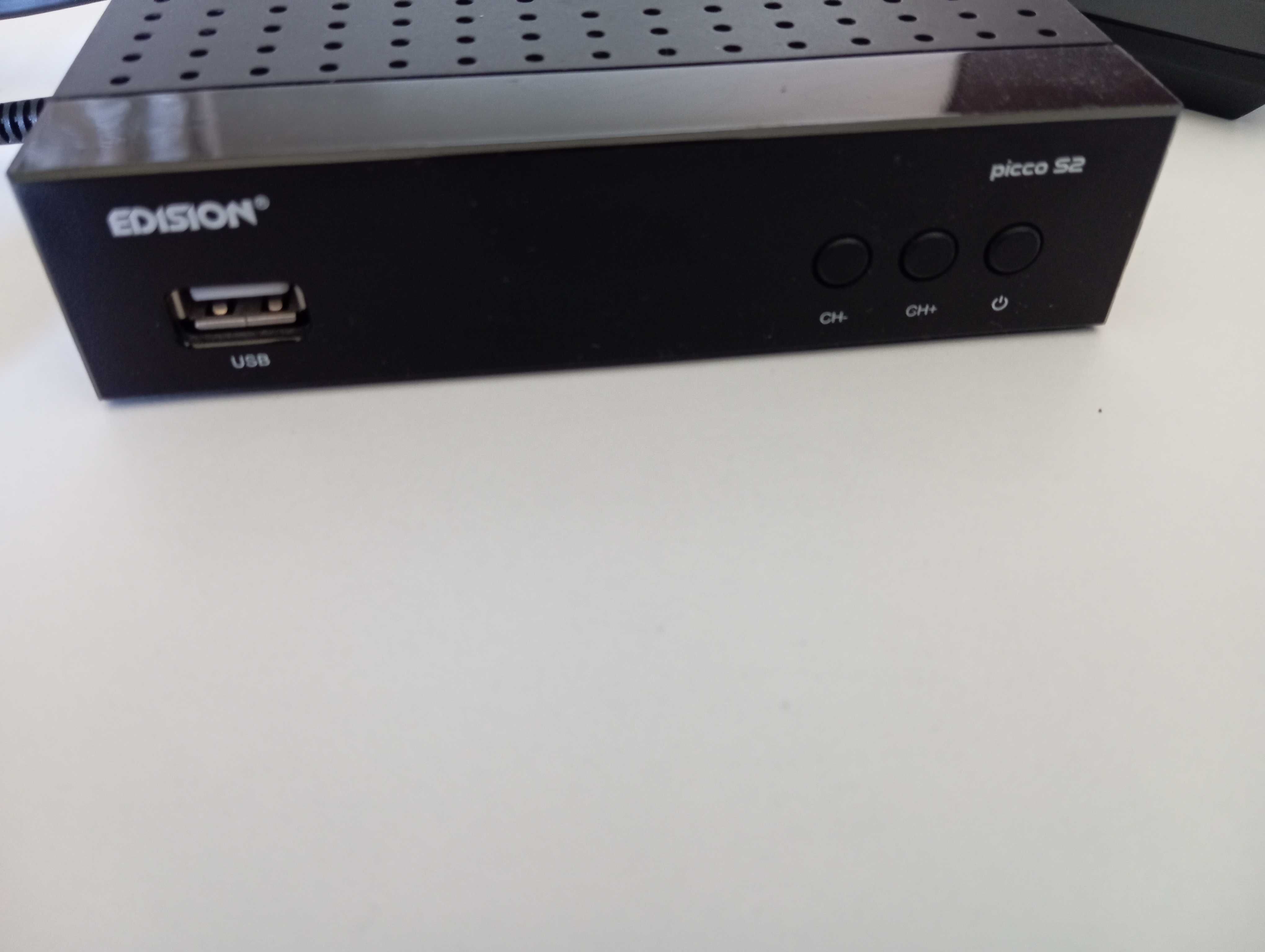 Tuner Edision Proton Picco S2+kabel HDMI+zasilacz+pilot+baterie