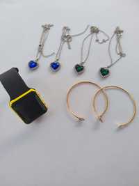 Conjunto Bijuterias com relógio, pulseiras e colares