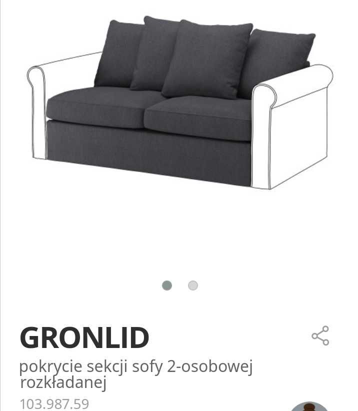 IKEA GRoNLID sporda pokrycie sofy 2-osobowej 103.987.59 / ew. oparcia