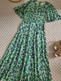 Красивенное зелёное миди платье в цветочный принт Bone London