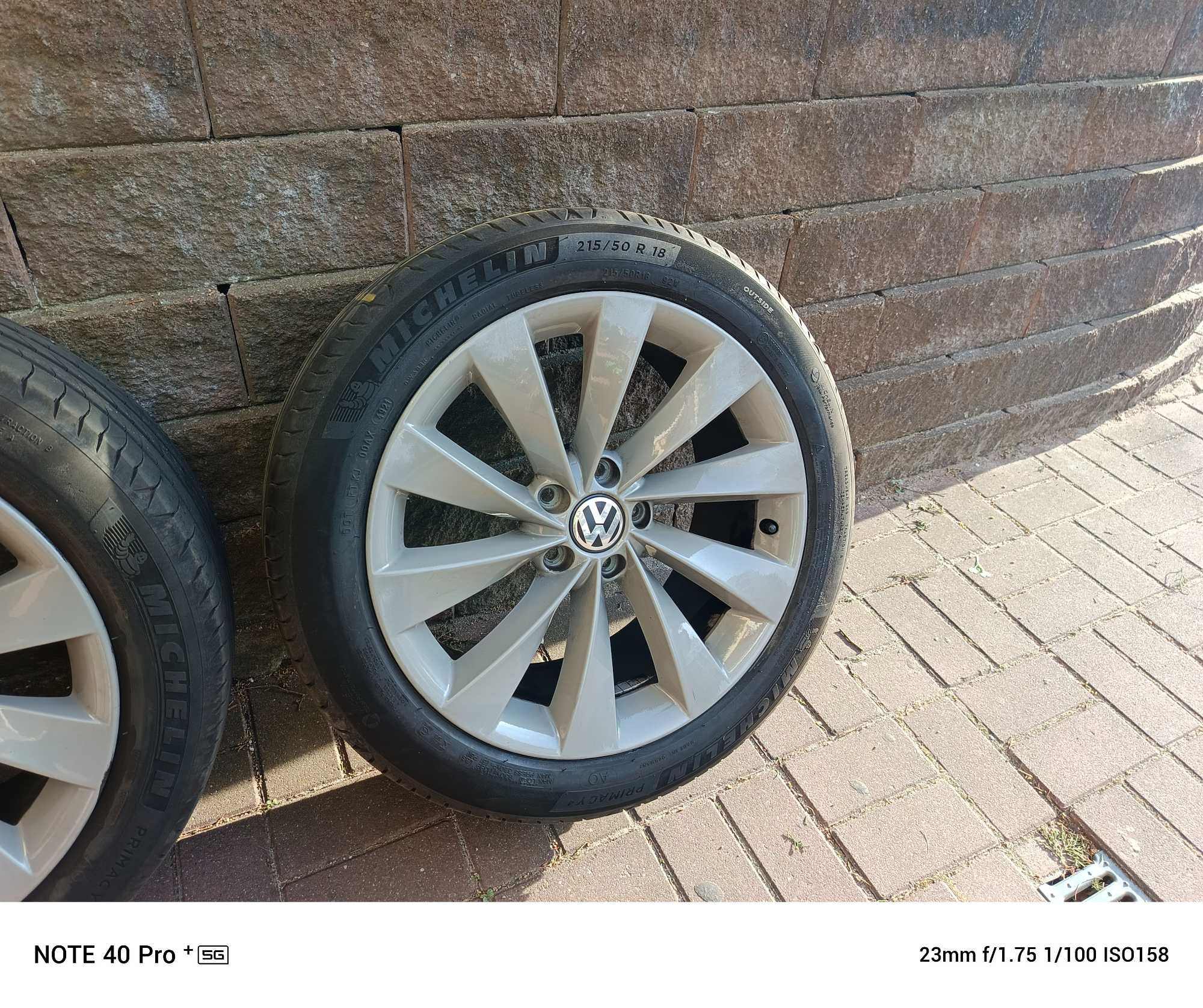 Alu felgi 18 VW oryginał 5*112 opony Michelin 215/50/R18