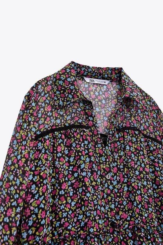Платье шифоновое с цветочным принтом zara S