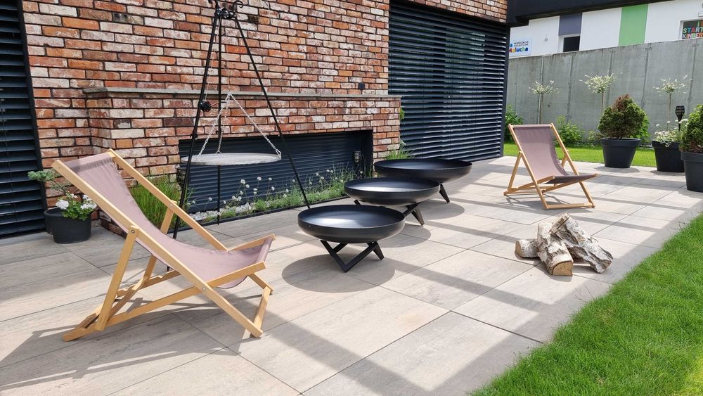 Solidne Duże  Palenisko ogrodowe Głębokie Czarne 100 cm Stalowe 3 mm