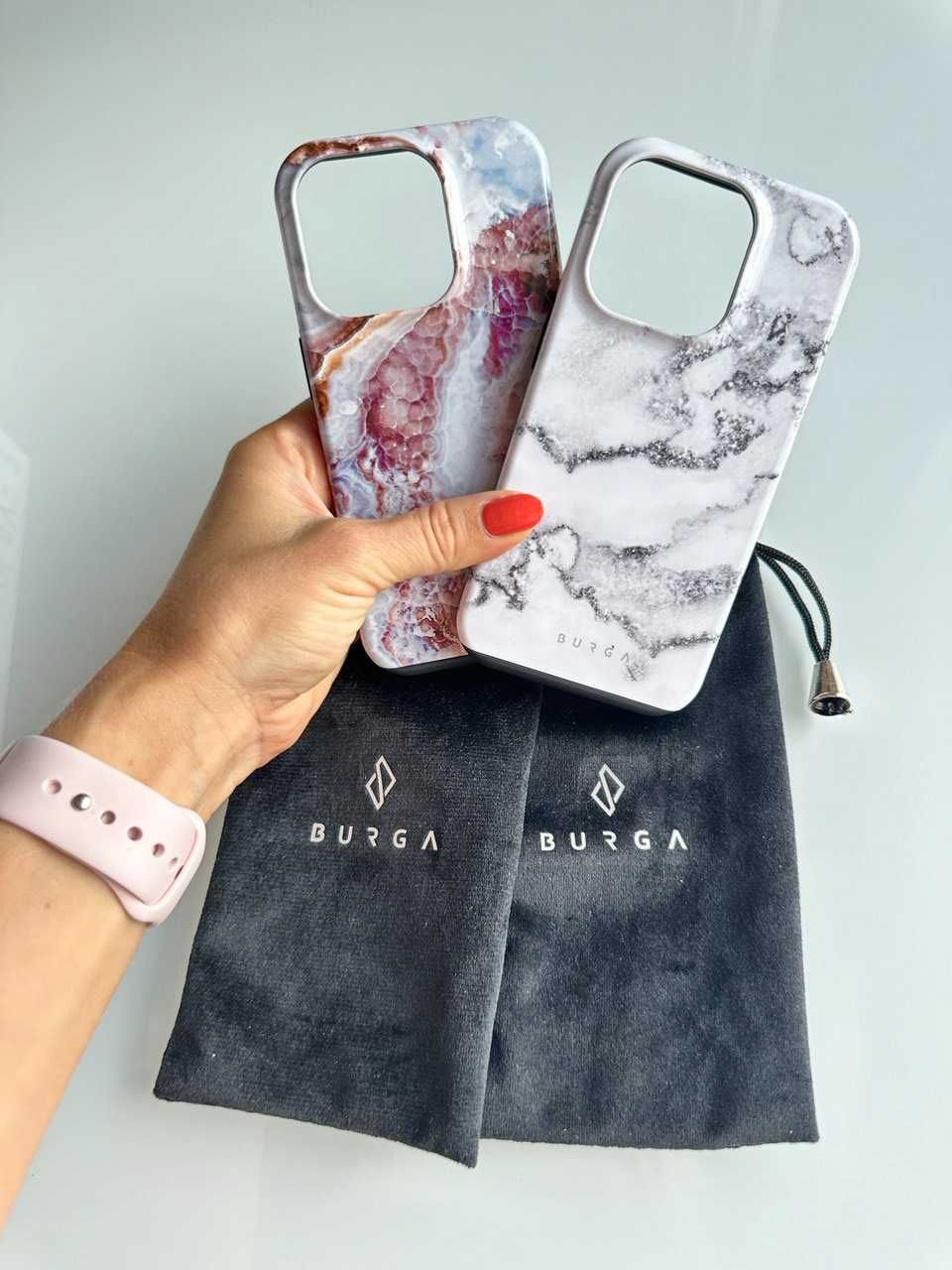 Capa de telemóvel para iPhone 14 pro Burga branco cinzento rosa