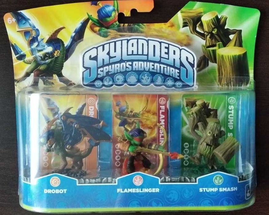 Фигурки Skylanders 3шт комплект Drobot + Flameslinger + Stump Smash