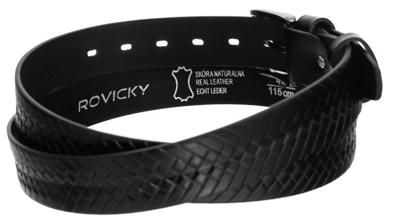 Skórzany pasek męski do garnituru klamra pleciony - Rovicky 115