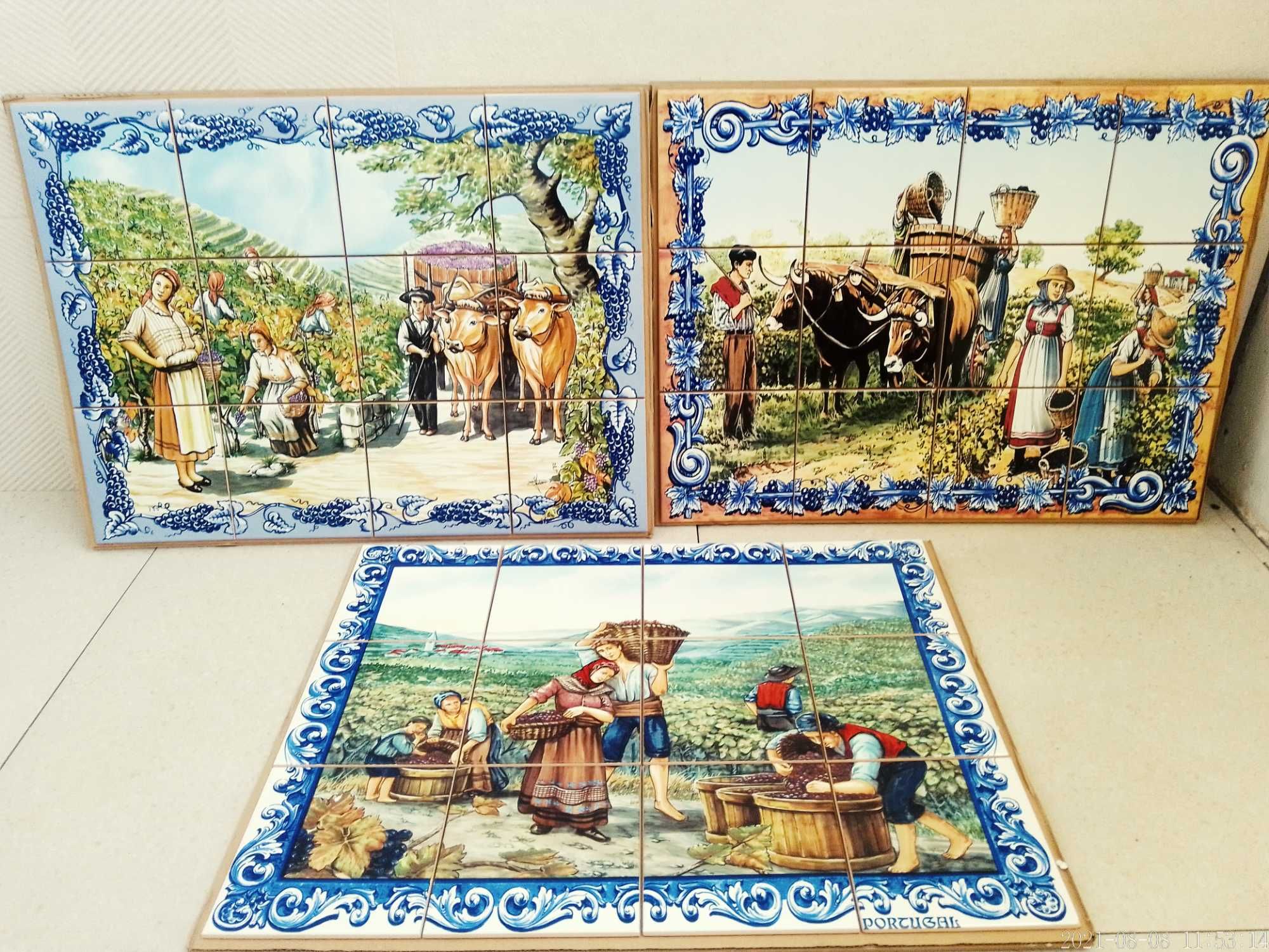 Painéis de AZULEJOS Socalcos do Douro Vinha Vindimas Vinho Porto Cacho